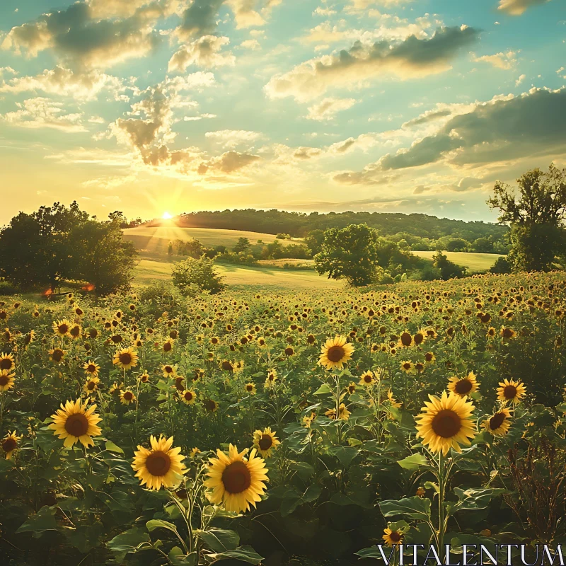 Radiant Sunflowers at Dusk AI Image