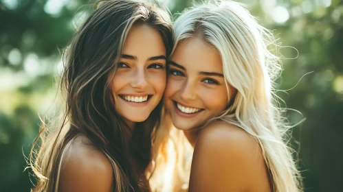 Two Young Women Smiling Portrait
