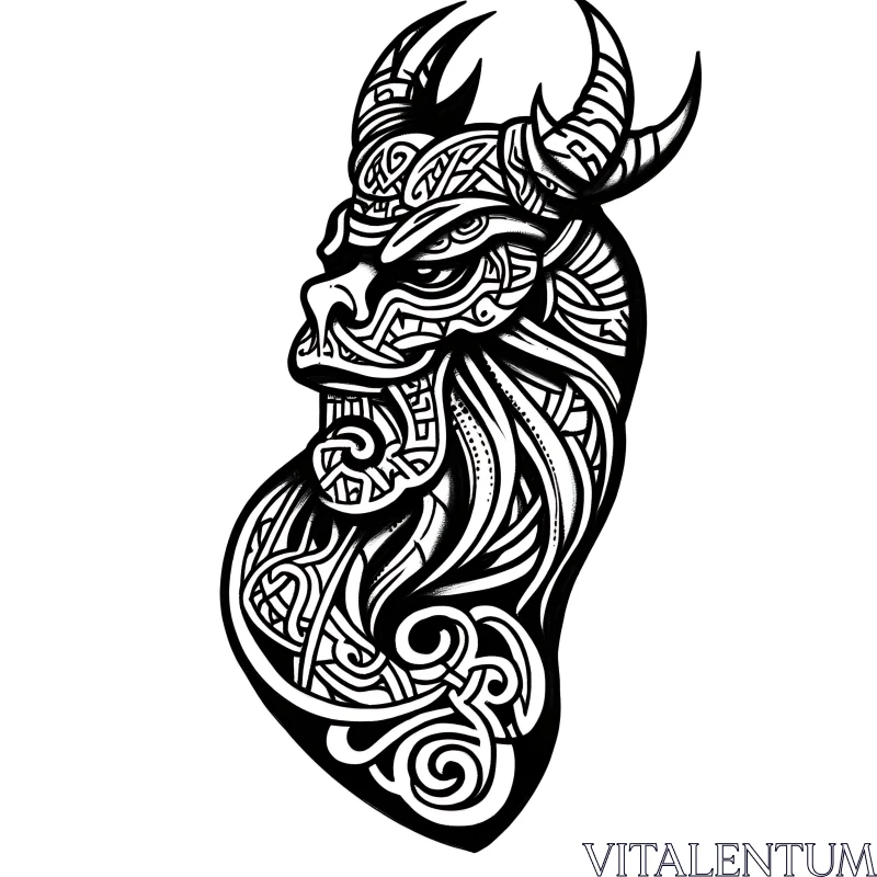 AI ART Stylized Demon with Tribal Ornaments