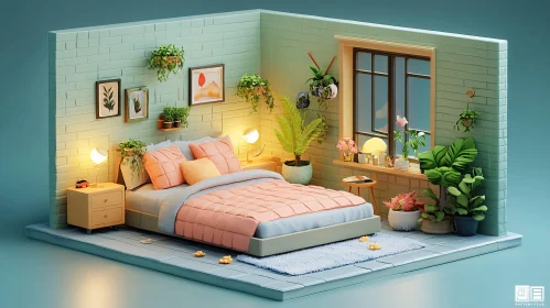 Serene Miniature Bedroom Interior