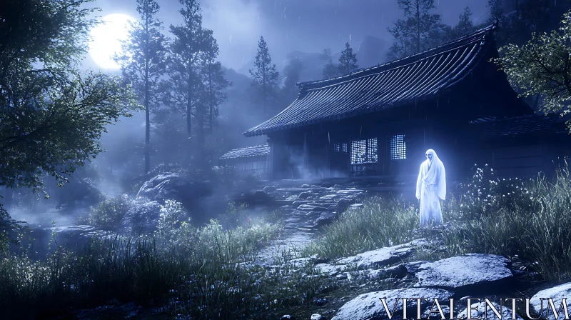 AI ART Ghostly Figure in the Misty Moonlight