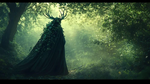 Green Forest Spirit in the Mist