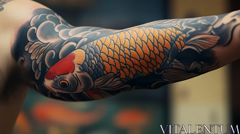 Colorful Koi Fish Tattoo on Arm AI Image