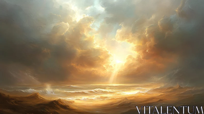 AI ART Golden Hour Over the Ocean