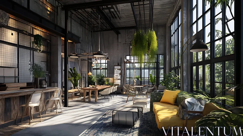 Sunlit Interior with Greenery AI Image