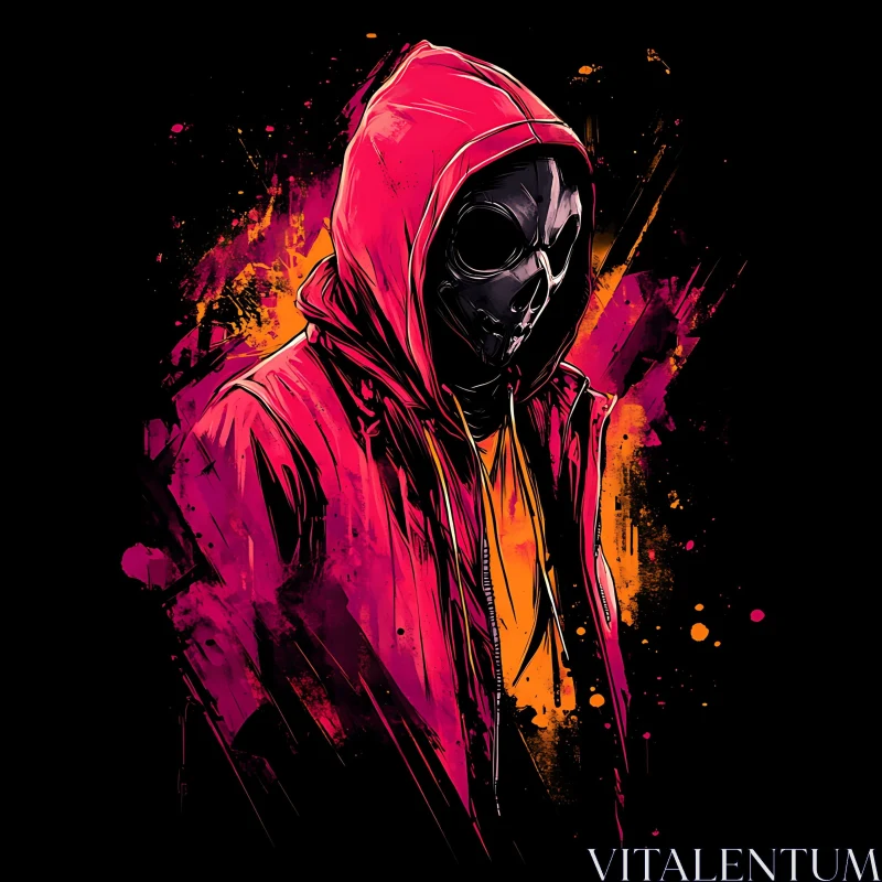 AI ART Hooded Figure with Mask in Abstract Style