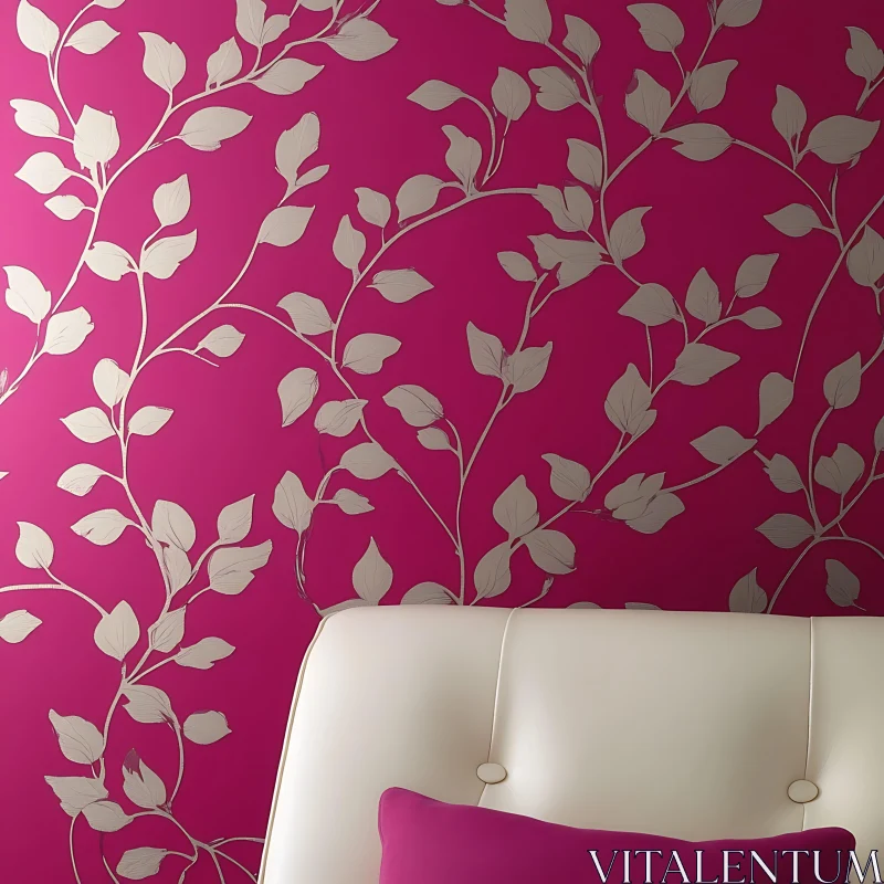 Floral Pattern on Pink Wall AI Image