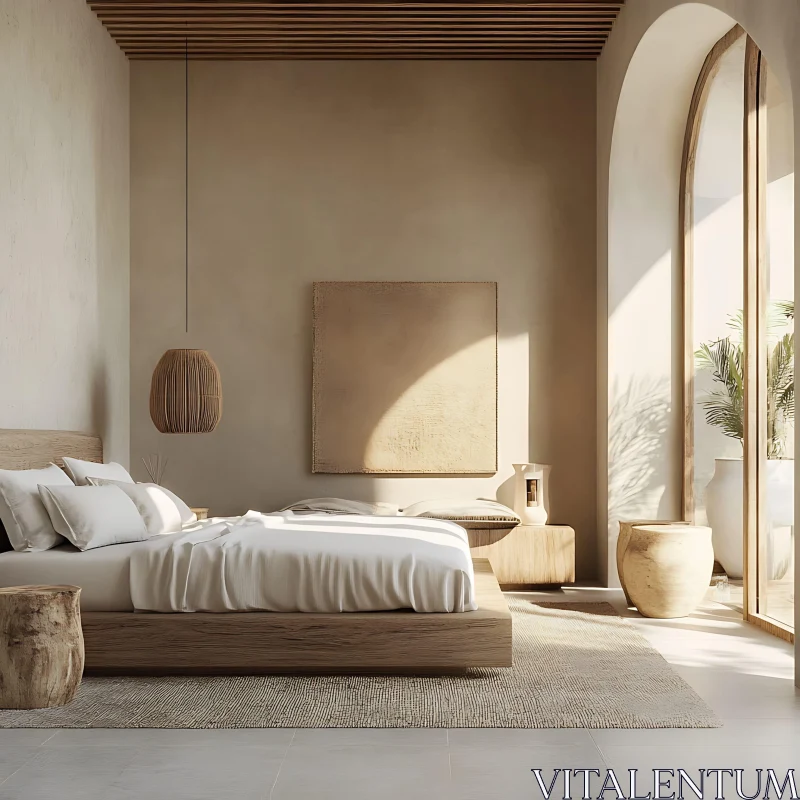 AI ART Minimalist Bedroom with Neutral Colors