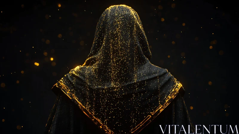 AI ART Mysterious Hooded Character with Golden Embellishments