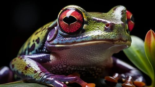 Captivating Image of Colorful Tree Frog on Leaf