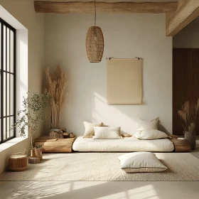 Serene Interior with Neutral Tones and Simplicity