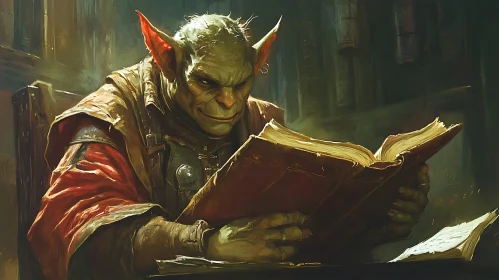 Goblin Reader in Library