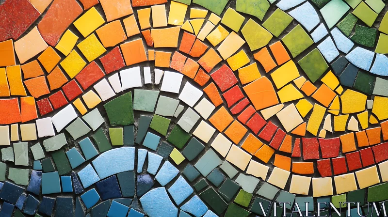 AI ART Vibrant Tile Mosaic with Artistic Waves