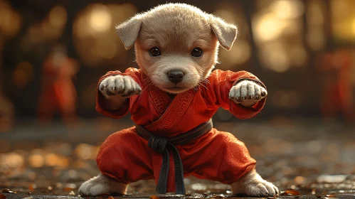 Adorable Kung Fu Puppy in Action