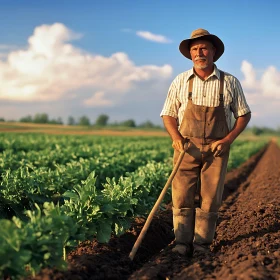 Agricultural Worker in Crop Field
