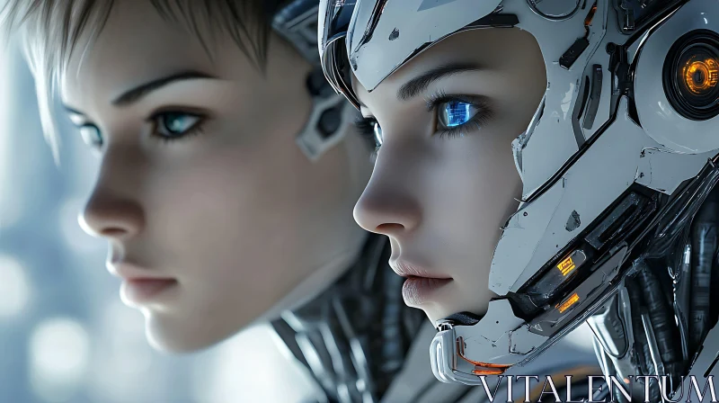 Realistic Cyborgs with Detailed Mechanics AI Image