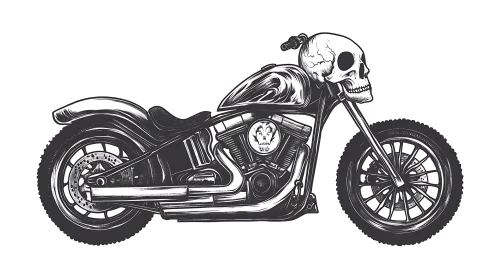 Monochrome Skull Bike Vector Art