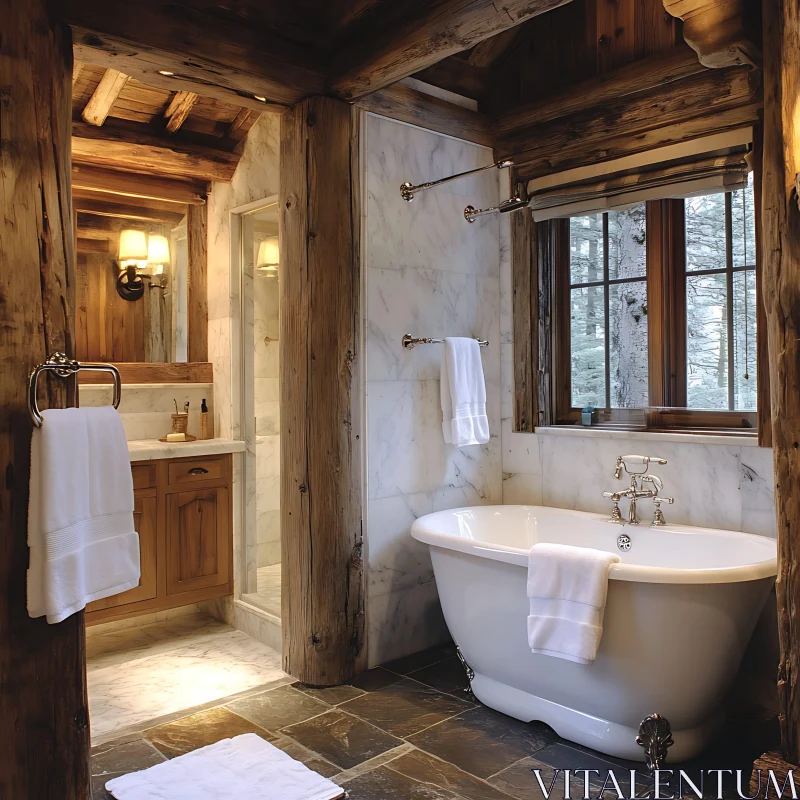 AI ART Charming Rustic Bathroom Interior Design