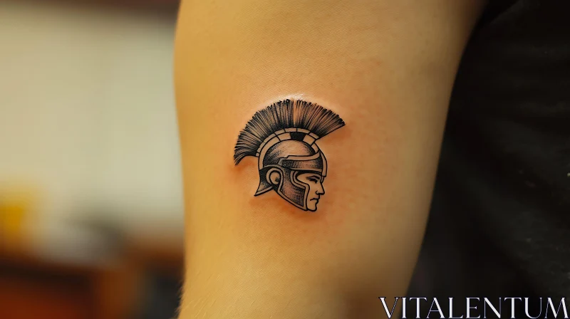 Intricate Spartan Helmet Tattoo AI Image