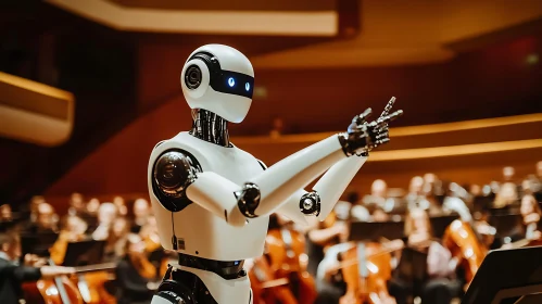 AI Robot Conducting Classical Music Orchestra