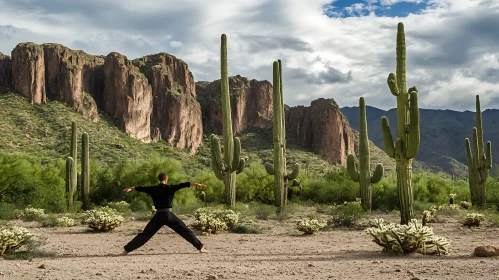 Desert Yoga and Cactus Serenity