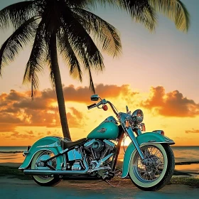 Classic Motorcycle on Tropical Beach
