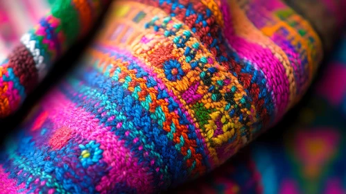 Colorful Traditional Textile Close-Up