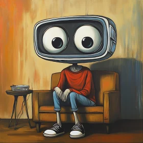 Retro TV Head Surreal Art