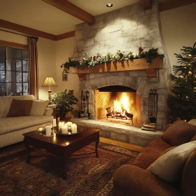 Cozy Fireplace in a Warm Living Room