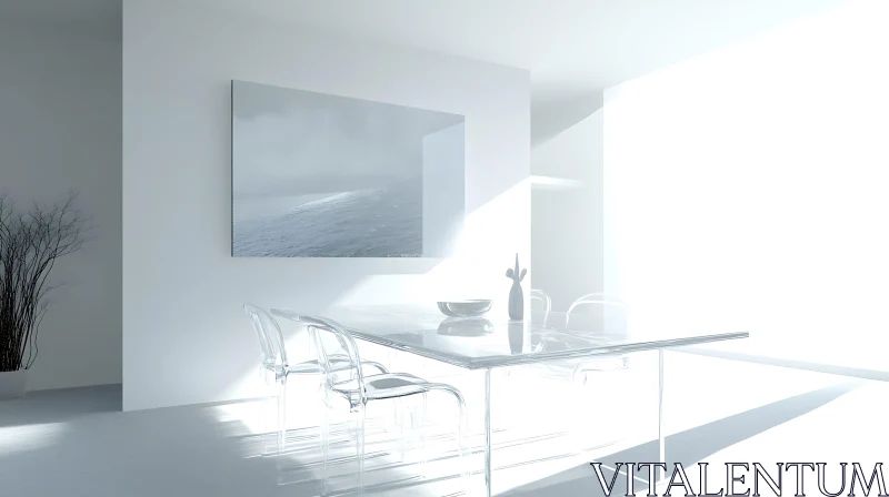 AI ART Modern White Interior with Glass Furniture