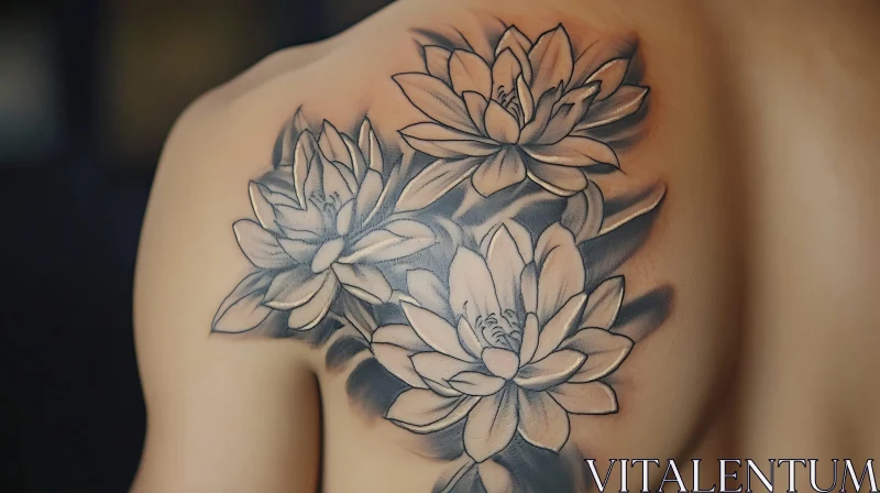 Intricate Shoulder Lotus Tattoo Art AI Image