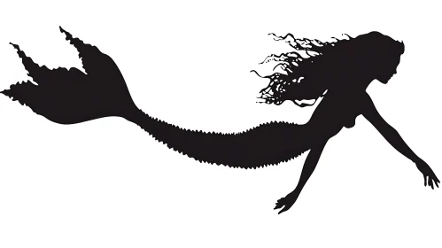 Black and White Mermaid Illustration