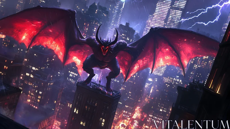 City Demon in the Storm AI Image