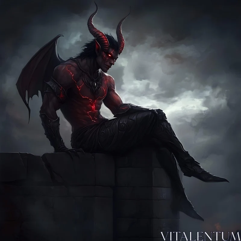 AI ART Demon Contemplation in Dark Fantasy Art