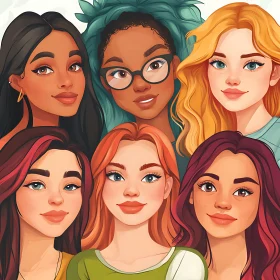 Diverse Group of Women Illustration