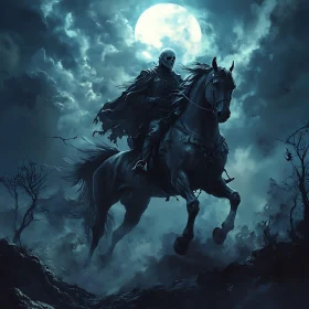 Moonlit Apparition: The Spectral Rider's Ascent