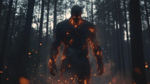 Burning Creature in the Woods