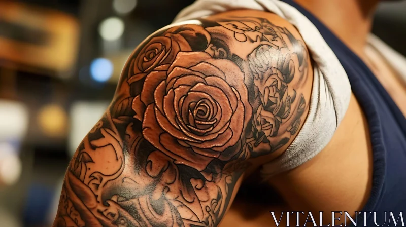 Detailed Rose Tattoo on Arm AI Image