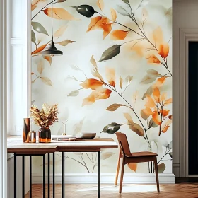 Floral Wallpaper in Modern Dining Room