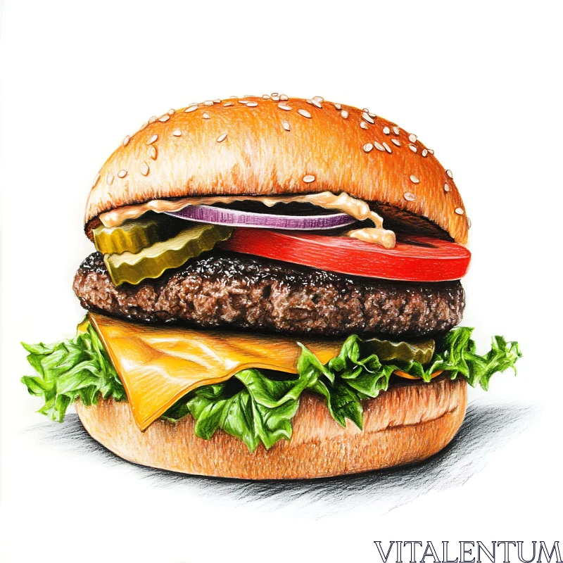 Mouthwatering Cheeseburger Art with Fresh Ingredients AI Image