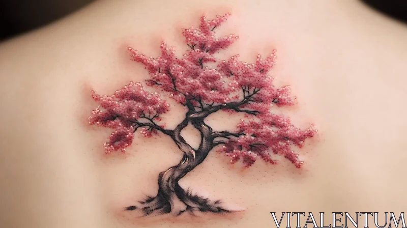 Cherry Blossom Tattoo Art AI Image