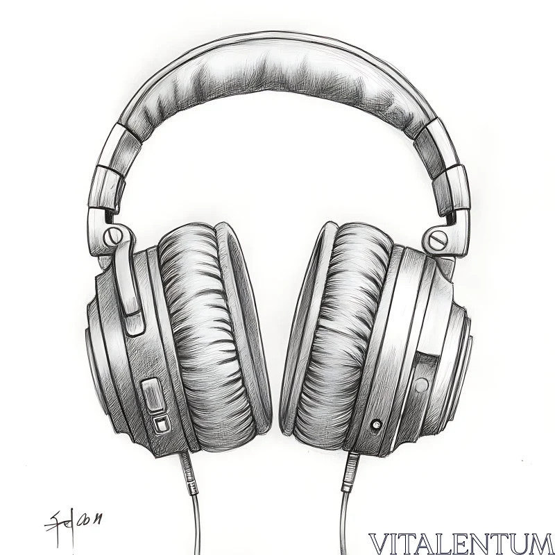 Artistic Illustration of Over-Ear Audio Headphones AI Image