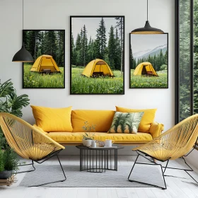 Yellow Interior with Tents Art