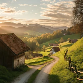 Scenic Rural Landscape at Sunset