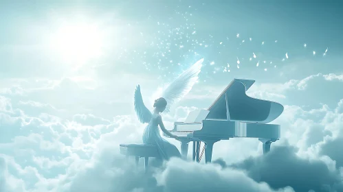 Ethereal Angel's Piano Serenade in the Sky