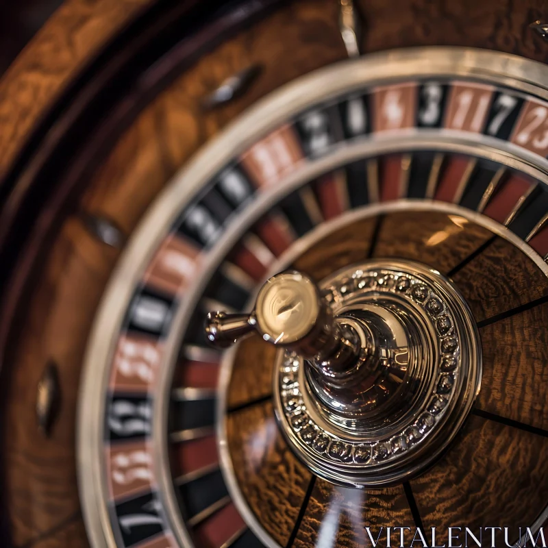 Detailed Macro Shot of a Roulette Wheel in a Casino AI Image