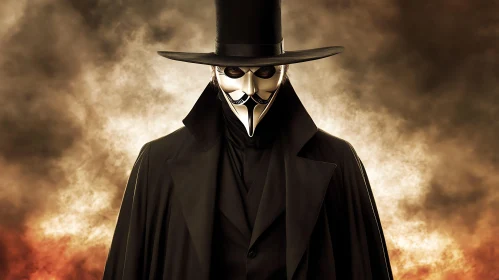 Anonymous Figure in Mask and Hat