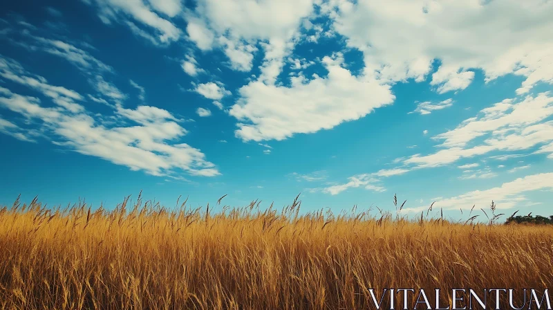 Wheat Field with Blue Sky AI Image