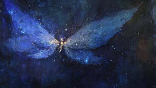 Cosmic Butterfly in Starry Sky