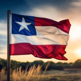 Flag Glowing in Sunset Light